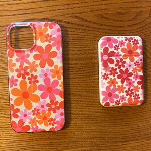 Floral IPhone 13 Case and Power Bank Set